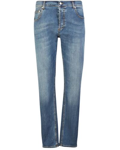 Alexander McQueen Zerrissene Straight Leg Jeans - Blau