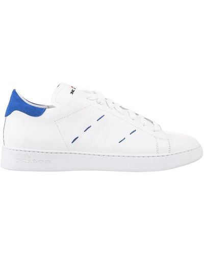 Kiton Blaue low-top-sneakers aus weißem leder