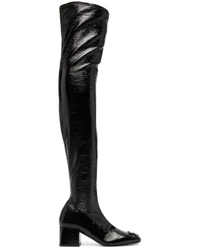 Courreges Knee-high Boot In Leather - Black