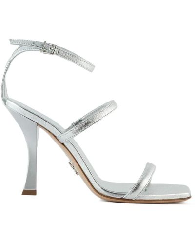 Sergio Levantesi Silberne telen sandalen mit verstellbarem knöchelriemen - Weiß