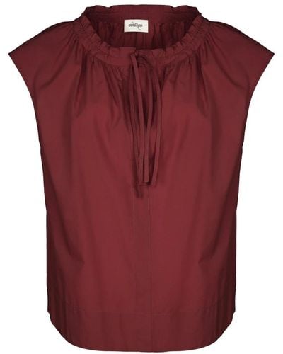 Ottod'Ame Bordeaux popeline bluse mit tropfen-ausschnitt - Rot