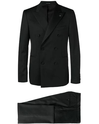 Tagliatore Double Breasted Suits - Black