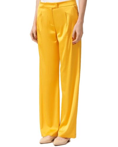 Patrizia Pepe Pantalones elegantes de tela brillante - Amarillo