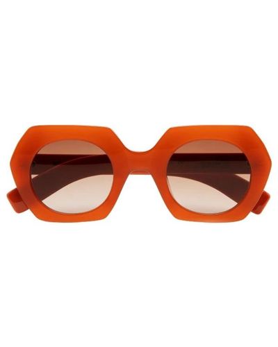Kaleos Eyehunters Hexagonale sonnenbrille mit bernsteinfarbener verlaufslinse - Orange