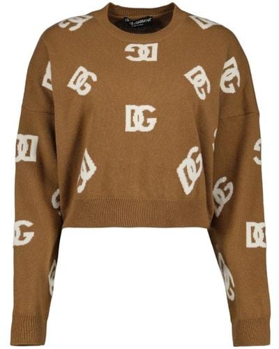 Dolce & Gabbana Woll rundhals kurzer pullover - Braun