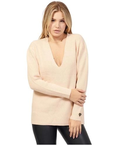 Giulia N Couture V-Neck Knitwear - Natural