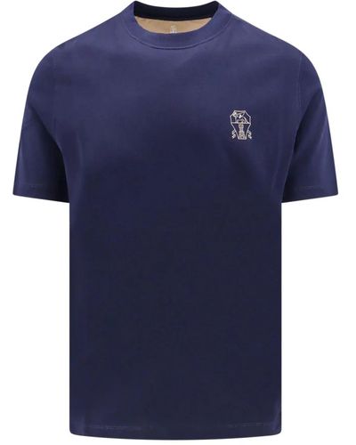 Brunello Cucinelli Blau crew-neck t-shirt kurzarm