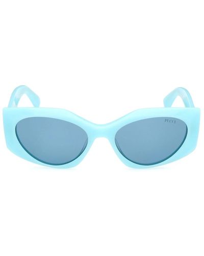 Emilio Pucci Blaue lichtlinse ovale sonnenbrille
