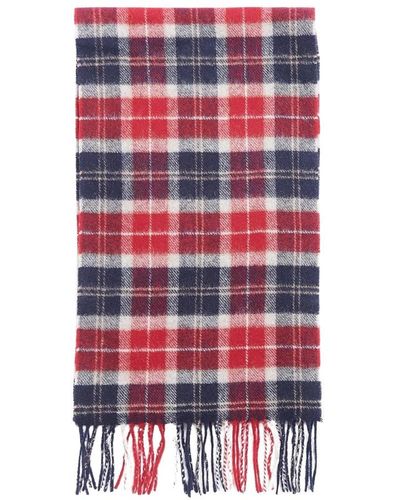 Barbour Tartan Checked Fringe Scarf - Red