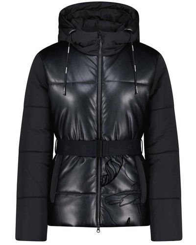 Sportalm Stilosa giacca piumino con inserti in ecopelle e cappuccio - Nero
