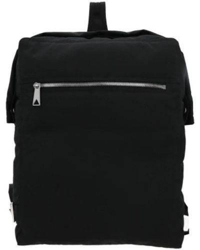 Bottega Veneta Schwarzer nylon-rucksack mit silberner hardware