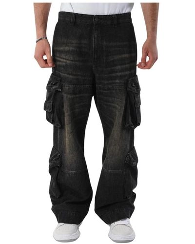 DIESEL Cargo jeans loose fit taschen knopfverschluss - Schwarz