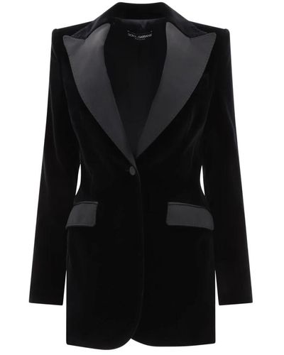 Dolce & Gabbana Terciopelo turlington tuxedo chaqueta - Negro