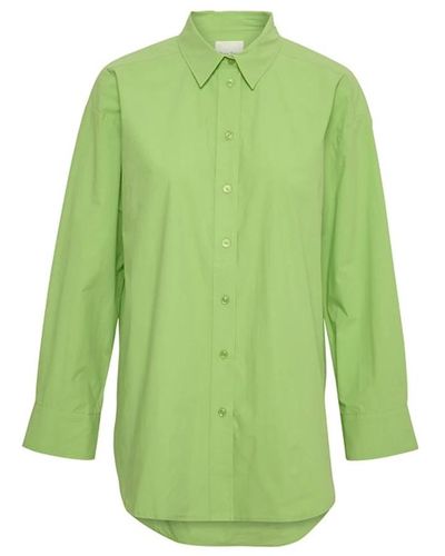 Part Two Camisa verde clásica con silueta relajada