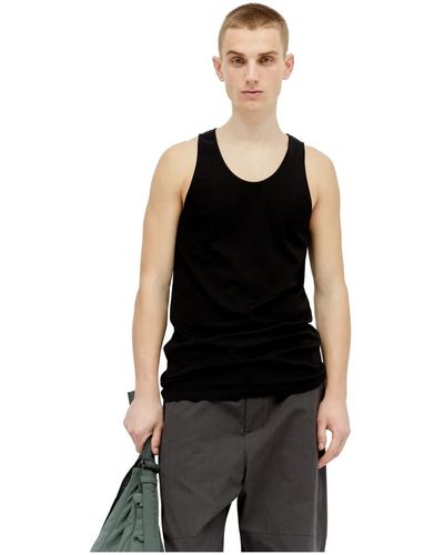 Lemaire Geripptes tanktop aus baumwolljersey - Schwarz