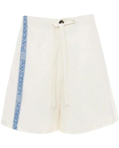 JW Anderson Shorts mit hoher taille und logo - Weiß