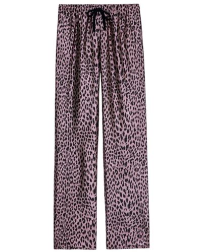 Zadig & Voltaire Pantalones de leopardo jacquard rosa - Morado