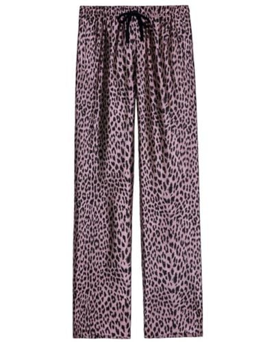 Zadig & Voltaire Pantaloni leopard jacquard rosa - Viola