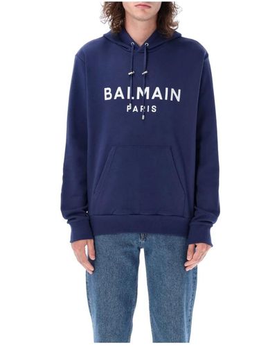 Balmain Marine strickwaren hoodie - Blau