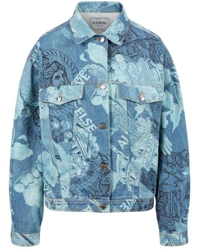 Iceberg Jacket with roma print - Blu