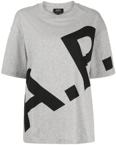A.P.C. Logo print graue t-shirts und polos