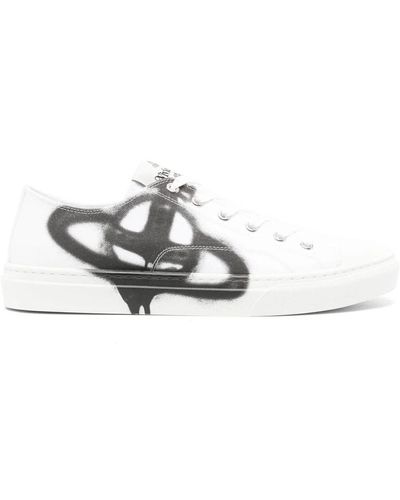 Vivienne Westwood Weiße sneakers orb logo print - Mettallic