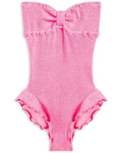 Reina Olga Ruffled strapless brazilian swimsuit - Pink