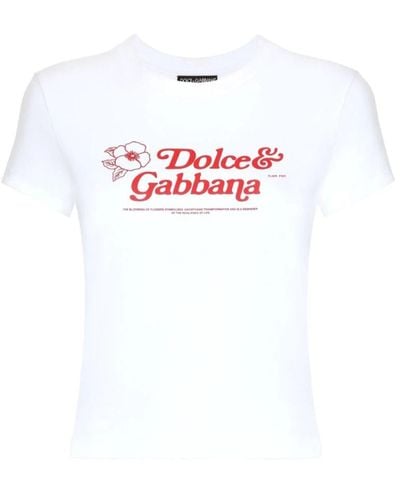Dolce & Gabbana Camiseta blanca con logo de dg - Blanco