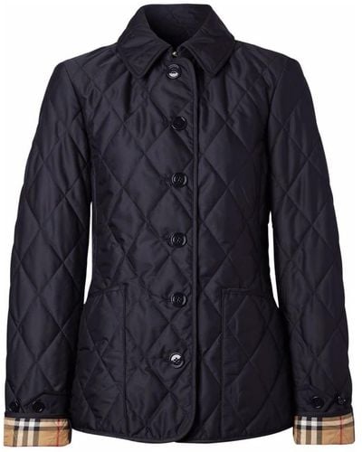 Burberry Blaue diamond-quilted thermoregulierte jacke