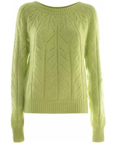 Kocca Angora Blend Pullover mit Einzigartigem Muster - Grün