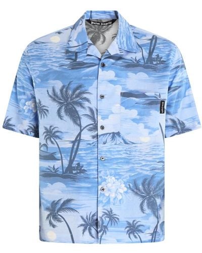 Palm Angels Short Sleeve Shirts - Blue