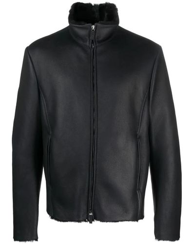 Giorgio Armani Leather Jackets - Black