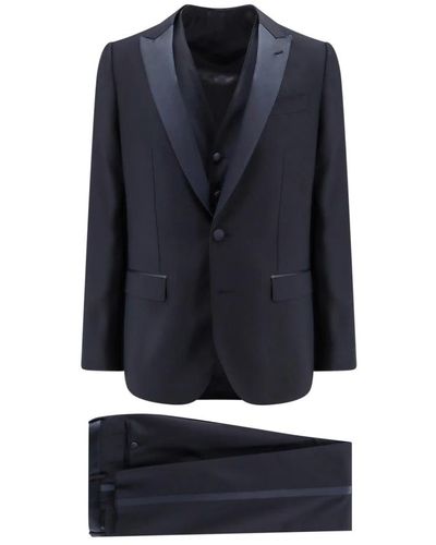 Dolce & Gabbana Tuxedo in misto lana vergine con gilet e profili in raso - Blu