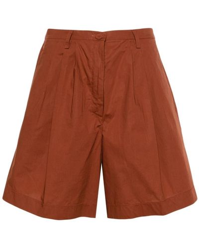 Forte Forte Schokoladen bermuda popeline shorts,schwarze bermuda popeline shorts,reine popeline bermuda shorts - Braun