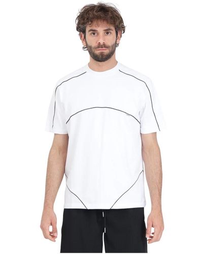Arte' T-shirt bianca trevor contrasto cuciture in rilievo - Bianco