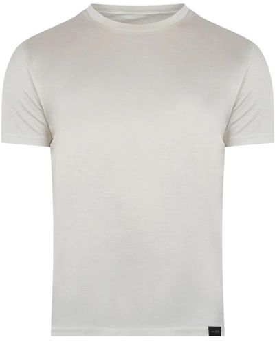 Low Brand T-shirt grigia con etichetta logo - Bianco