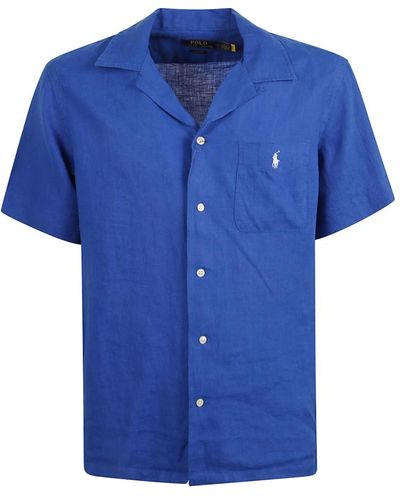 Ralph Lauren Blaues leinen polo shirt