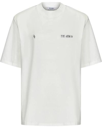 The Attico Weiße t-shirts und polos mit silber-logo,weiße baumwoll-t-shirt mit kontrastierendem logo
