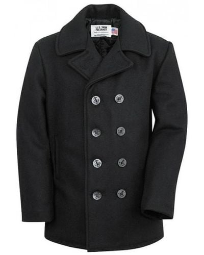 Schott Nyc Double-Breasted Coats - Black
