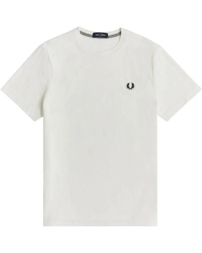 Fred Perry Elegantes baumwoll-t-shirt mit lorbeer-logo - Weiß