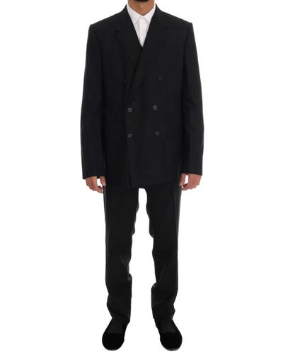 Dolce & Gabbana Wool Double Breasted Slim Fit Suit - Nero
