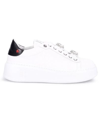 GIO+ Sneakers in pelle bianca con dettaglio laminato - Bianco