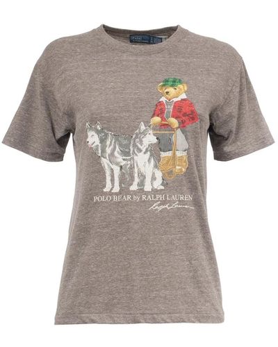 Polo Ralph Lauren Camiseta de mujer con estampado de oso polo - Gris