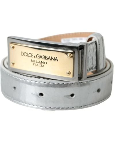 Dolce & Gabbana Metall-logo-schnalle ledergürtel - Mettallic