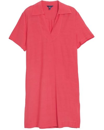 GANT Casual tunika-kleid mit v-ausschnitt - Pink