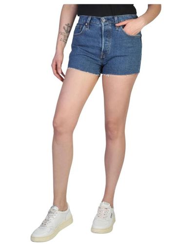 Levi's Shorts in cotone con chiusura a bottoni e tasche - Blu