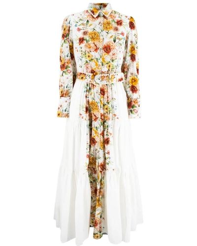 Mc2 Saint Barth Vestido de algodón estampado floral botanika - Metálico