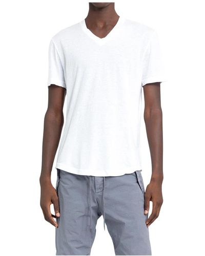 James Perse T-shirts,blau baumwoll v-ausschnitt jersey t-shirt,supima cotton v-neck tee - Weiß