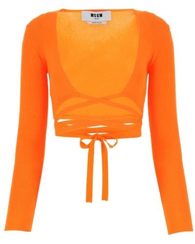MSGM Stretch-cardigan aus farbenem polyester-mix - Orange