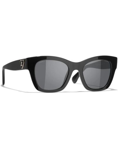 Chanel Ikonoische sonnenbrille mit grauen gläsern - Schwarz